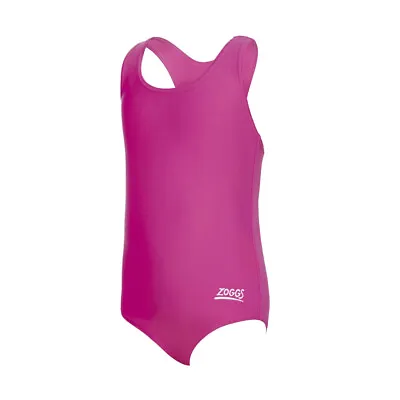 Zoggs Girls Pink Bellambie Swimsuit Age 2-3 3-4 Swimming Lessons Swim • £5.97