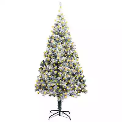 VidaXL Artificial Pre-lit Christmas Tree With Flocked Snow Green 300 Cm PVC • $549.52