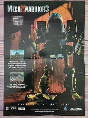 Mech Warrior 3 PC Game 1999 2-Page Fold-out Vintage Promo Ad Art Print Poster • $17.95