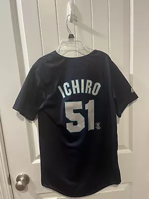 Vintage Majestic Seattle Mariners Jersey Boys L Blue Suzuki Ichiro #51 • $34.99