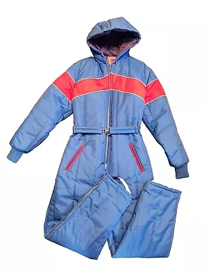 Vintage One Piece Ski Snowboard Suit 90s Retro Royal/Red Womens Medium • $90