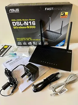 Asus DSL-N16 Wireless-N300 VDSL/ADSL Wi-Fi Modem Router • £18