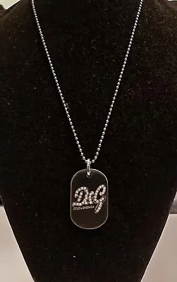 D&G Stainless Steel Cast Stones Dog Tag Necklace (Ex Display Item) • £65