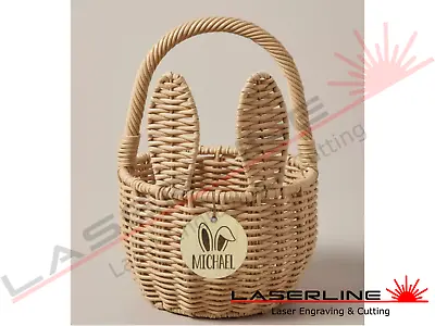 ANY NAME Personalised Engraved Wooden Easter Basket Name Tag Easter Gift Tag • $6.99