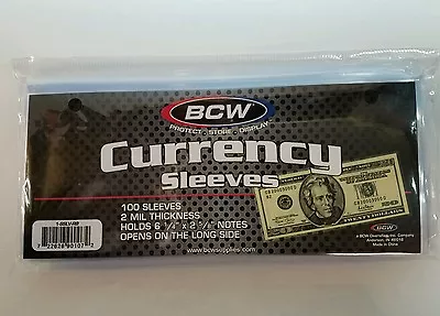 100 X  BCW Money Sleeve Protector US Dollar Bill CURRENCY HOLDERS New • $11.95