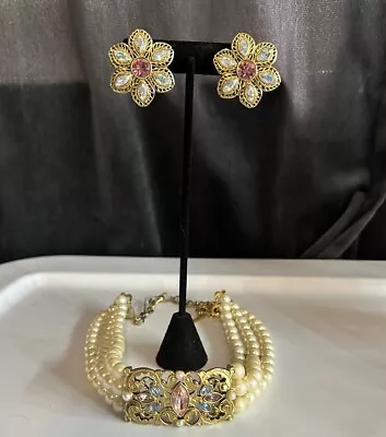 Vintage 90s Signed  1928 Art Deco Choker Earring Set • $49.99