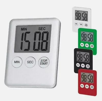 Magnetic LCD Digital Kitchen Timer Count-Down Up Timer Cooking  Alarm Option UK • £3.29