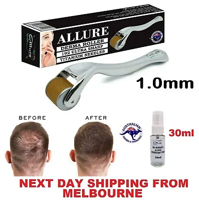 $17.56 • Buy Derma Roller Hair Loss 192 Titanium Real Needles Dermaroller 1.0mm + Steriliser 