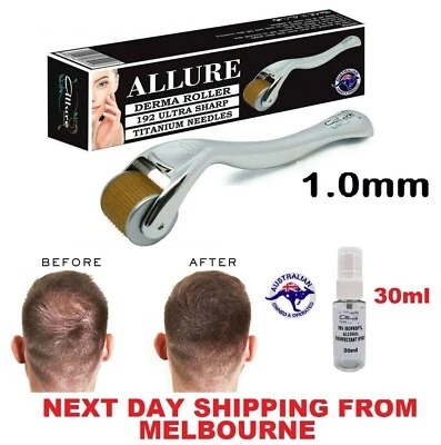 $17.56 • Buy Derma Roller Hair Loss 192 Titanium Real Needles Dermaroller 1.0mm + Steriliser 