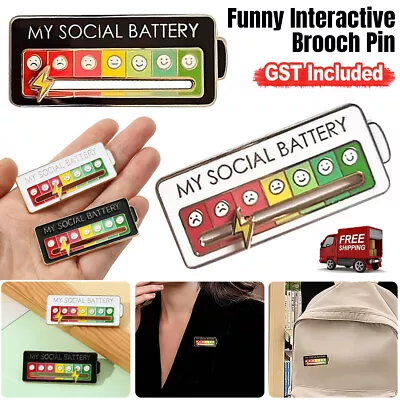 My Social Battery Mood Brooch Pin Interactive Enamel Badge Pins Corsage Badge AU • $3.32