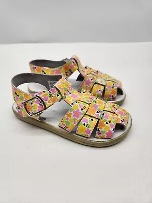 Jumping Jacks Toddler Girl 10-10.5W Sandals Slingback Leather Floral Bumble Bee • $17.99
