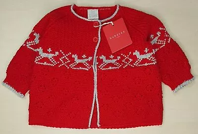 Baby Cardigan Red/Grey Designer Baby Clothing Fantastic Quality Merino Wool • $21.44