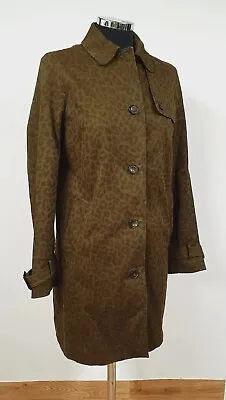 $26.78 • Buy Zara Leopard Print Coat Large 10/12 Green Pure Cotton Lined Stretch Coated 