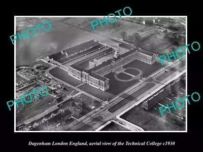 OLD POSTCARD SIZE PHOTO DAGENHAM LONDON ENGLAND AERIAL VIEW OF COLLEGE C1930 • $4.50