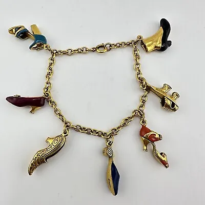 7” Metropolitan Museum Of Art 24K Gilded Enamel Mini Shoes Charm Bracelet • $80