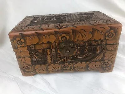 Carved Wooden Jewellery - Trinket Box - Quite Large 24 X 14.5 Cm • $29.95