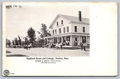 1898 Early PC GOSHEN MA. HIGHLAND HOUSE & COTTAGE HORSE BUGGIES HAWKS & SMITH • $12