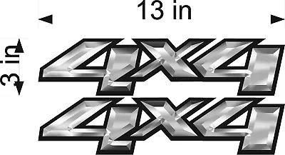 $7.88 • Buy 4X4 Replacement Logo / PAIR / Chrome EFFECT Vinyl Truck Chevy GMC Graphic Decals