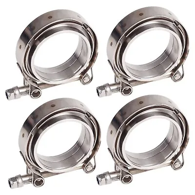 $48.76 • Buy 4X 2.5  Inch V-Band Flange&Clamp Kit For Turbo Exhaust Pipes Stainless Steel