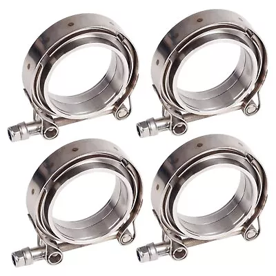 4X 2.5  Inch V-Band Flange&Clamp Kit For Turbo Exhaust Pipes Stainless Steel • $38.89