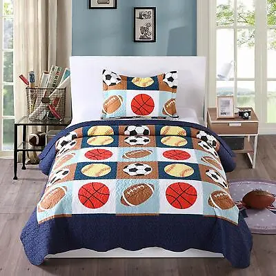 $38.98 • Buy 2pcs Kids Quilt Bedspread Comforter Set Throw Blanket For Boys Girls Quilt, A13