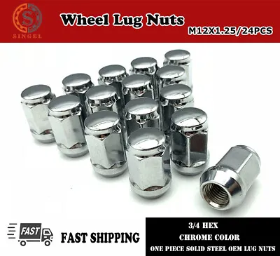 Set Of 24 Pcs M12x1.25 Lug Nuts Compatible With Infiniti Nissan Chrome Lug Nut • $25.69