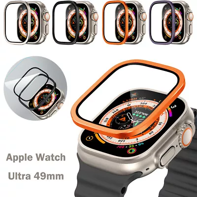 $8.68 • Buy For Apple Watch Ultra 49mm Tempered Glass Screen Protector Metal Frame Cover