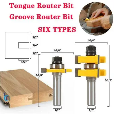 £13.84 • Buy Tongue & Groove Joint Assemble Router Bits T-Slot Milling Cutter Wood Woodwork