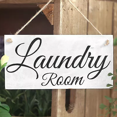 £6.99 • Buy Laundry Room - Handmade Black & White Vintage Country Wood Sign / Plaque Gift