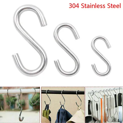 Quality S Hooks Stainless Steel Kitchen Meat Pan Utensil Clothes Hanger Hanging • $1.79