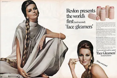 Revlon Face Gleamer Makeup BILL BLASS Maurice Rentner VAN CLEEF & ARPELS 1968 Ad • $22.99