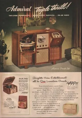 1948 Admiral Phonograph Music Tv Radio Home Entertainment Home Decor Ad 7511 • $21.95