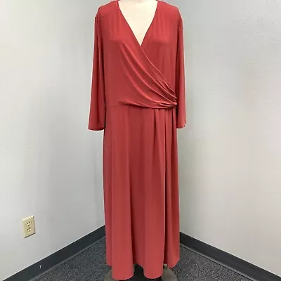 Investments Soft Separates Wrap Maxi Dress Women's Plus 1X Paprika 3/4 Sleeve • $24.95