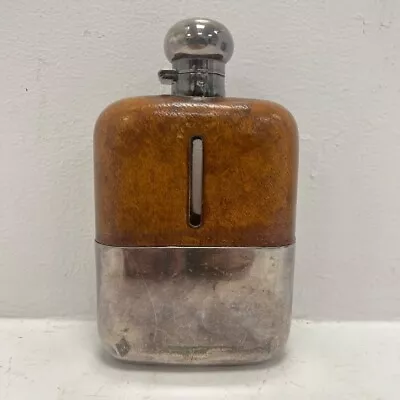 Vintage James Dixon Son's Hip Flask Silver Plated Leather Bound RMF02-SJT  • £23