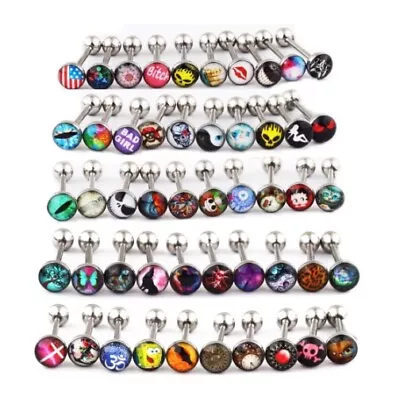 Logo Print Tongue Bar 316L Stainless Steel Body Piercing 14G 1.6mm Fun Rude Word • £6.99