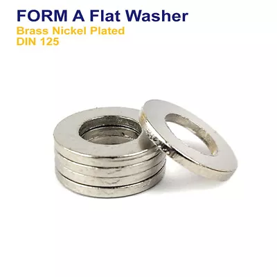 M5 - 5mm FORM A FLAT WASHERS BRASS NICKEL PLATED - DIN 125A • £1.29