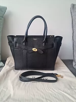 Genuine Mulberry Small Zipped Bayswater Black Small Classic Grain Leather Bag • £425