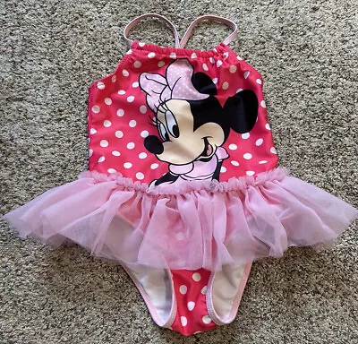 Disney Toddler Girls One Piece MINNIE MOUSE Tutu SWIMSUIT  Size 4T Pink/Polkadot • $13.99