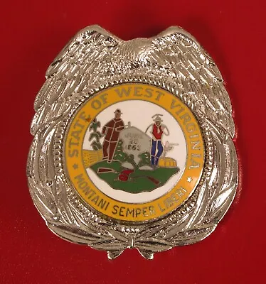 Vintage State Of West Virginia Police Pin Hat Belt Badge Silver Tone Obsolete !! • $175