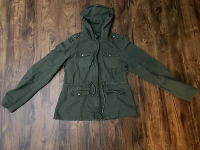 Maurices Military Style Jacket Green With Cinch Waist Women’s Large Roll Sleeve • $10