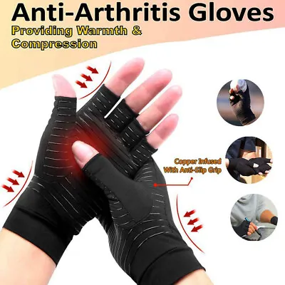2pcs Copper Compression Arthritis Gloves Carpal Tunnel Joint Pain Relief Hand • $7.99