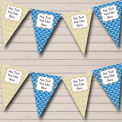 Party Banner Bunting Blue Green Personalised Shabby Chic Garden Tea • £8.49