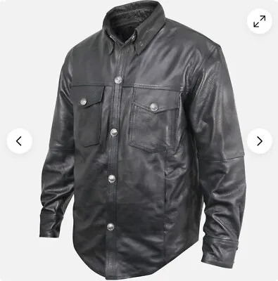 Xelement XS908B Men's Biker Shirt/Jacket 'Nickel' Black Casual Leather XXL EUC • $99.99