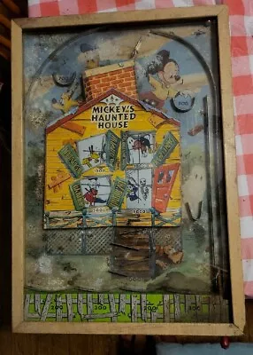 Antique 50's Mickey's Haunted House Manual Wood Frame Pinball Game Needs Work • $145