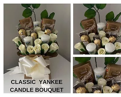 Lindt Ferrero Rocher Chocolate Yankee Candle Ivory Silk Rose Bouquet GIFT  • £19.95