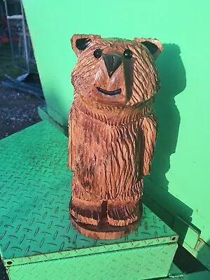 Chainsaw Carving Bear Great Gift Idea Elm Wood Home Garden  Sculpture Art Craft  • £80