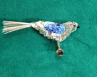 Vintage 1999 Avon Gift Co - Silver Sequin Bird Clip Ornament - New In Package • $2.50