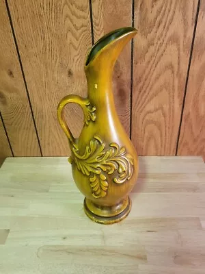 Vintage Haeger Peasant Gold #8097 Pitcher Floor Vase Art Pottery 18” Tall • $28.99