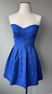 $9.99 • Buy Sans Souci Size M Strapless Fit And Flare Bandage Mini Dress Blue