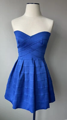 $9.99 • Buy Sans Souci Size M Strapless Fit And Flare Bandage Mini Dress Blue
